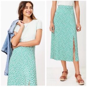 Loft Floral Slit Midi Skirt SZ 6